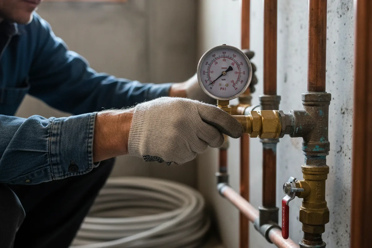 Pressure testing a repaired line during Water Line Repair in Minnesota City